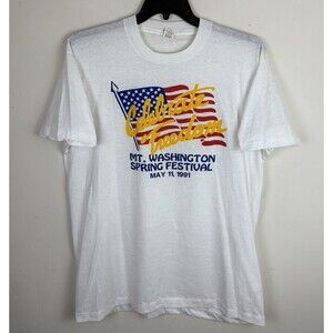 Vintage 90s 1991 Single Stitch American Flag Freedom Graphic T-Shirt / XXL